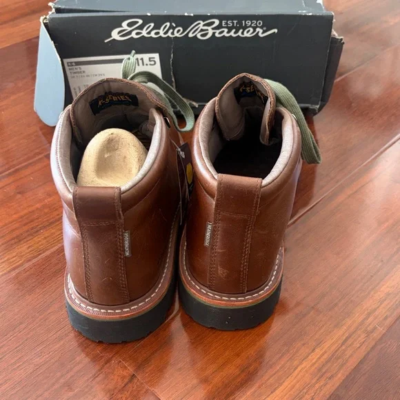 Eddie Bauer Brown Leather Boots with Green Laces - Picture 4 of 6